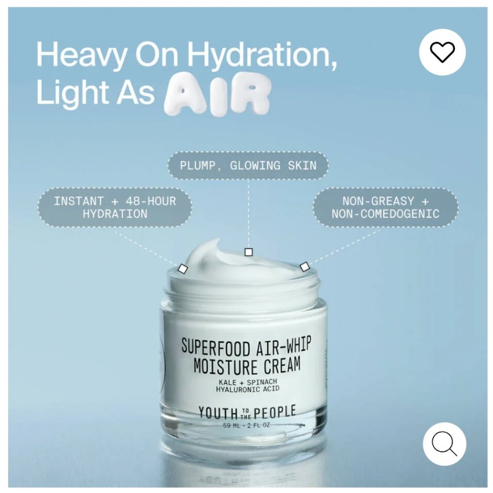 NWT Youth To The People Superfood Air-Whip Lightweight Face Moisturizer 2oz